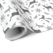 白黒クリスマスパターンのラッピング紙 ラッピングペーパー (ロールコーナー)