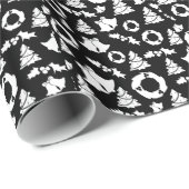 白黒クリスマスパターン ラッピングペーパー (ロールコーナー)