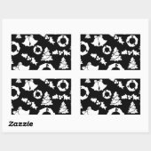 白黒クリスマスパターン 長方形シール (シート)