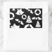 白黒クリスマスパターン 長方形シール (バッグ)