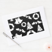 白黒クリスマスパターン 長方形シール (封筒)