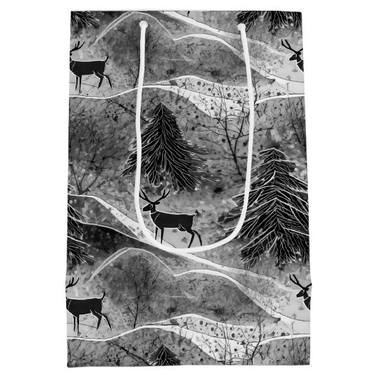 白黒クリスマスパターン#13 ID1009ラッピング ミディアムペーパーバッグ (裏面)