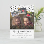 白黒クリスマスファミリー4 Photo Collage シーズンカード (スタンド正面)