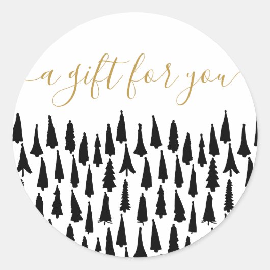 白黒クリスマスホリデーギフト ラウンドシール (正面)