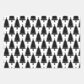 白黒クリスマスホリデーツリーパターン ラッピングペーパーシート (正面3)