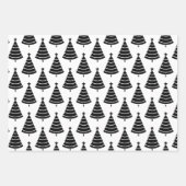 白黒クリスマスホリデーツリーパターン ラッピングペーパーシート (正面2)