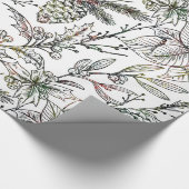 白黒クリスマスホリーパターン ラッピングペーパー (角)