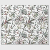 白黒クリスマスホリーパターン ラッピングペーパー (フラット)