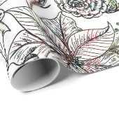 白黒クリスマスホリーパターン ラッピングペーパー (ロールコーナー)