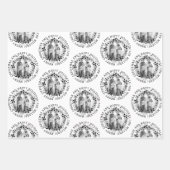 白黒クリスマスリースと写真 ラッピングペーパーシート (正面2)