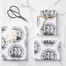 白黒クリスマスリースと写真