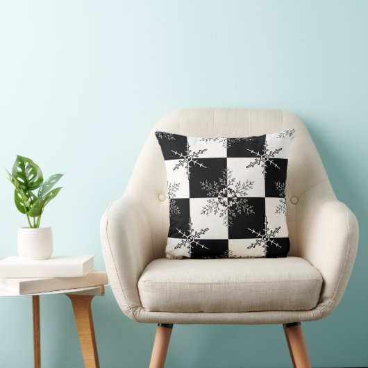 白黒クリスマス冬のパッチワーク模様 クッション (椅子)