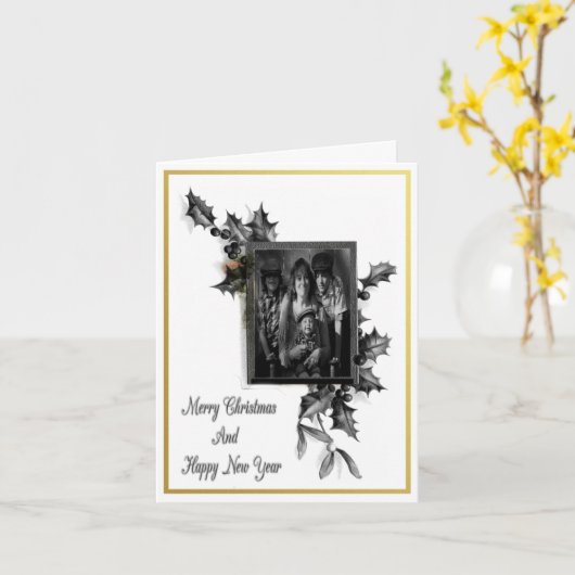 白黒クリスマス カード (黄色い花)