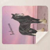 白黒クリデールオンザサンセットビーチ シェルパブランケット (正面(横))