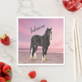 白黒クリデールオンザサンセットビーチ スタンダードランチョンナプキン (インサイチュ)