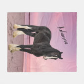 白黒クリデールオンザサンセットビーチ フリースブランケット (正面(横))