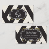 白黒クリーム&金ゴールドブティックビジネスカード 名刺 (正面/裏面)