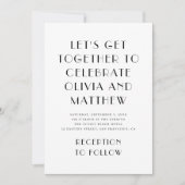 白黒クリーンモダンミニマル結婚リスト 招待状 (正面)