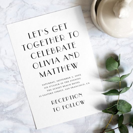 白黒クリーンモダンミニマル結婚リスト 招待状