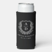 白黒クレストモダンモノグラ結婚ム スリム缶クーラー (Seltzer正面)