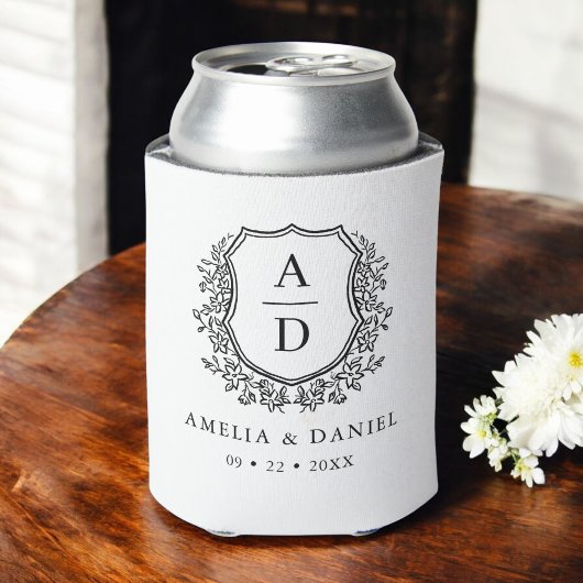 白黒クレストモダンモノグラ結婚ム 缶クーラー
