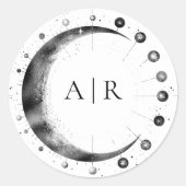 白黒クレセント結婚ムーン封筒用シール ラウンドシール (正面)