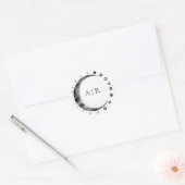 白黒クレセント結婚ムーン封筒用シール ラウンドシール (封筒)