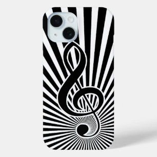 白黒クレフ、 音符記号の音楽ノートオンスターバスト iPhone 15ケース