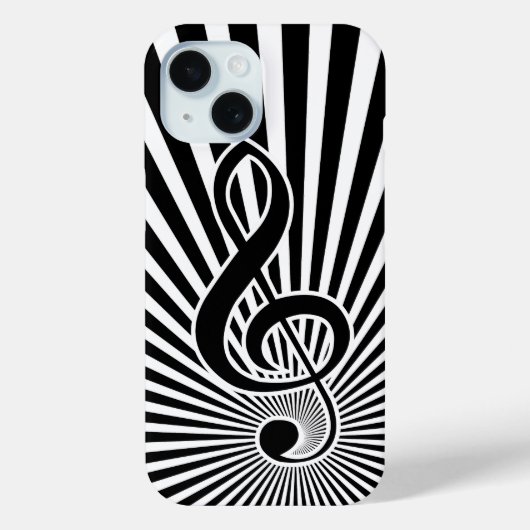 白黒クレフ、 音符記号ミュージックノートスターバスト Case-Mate iPhoneケース (裏面)
