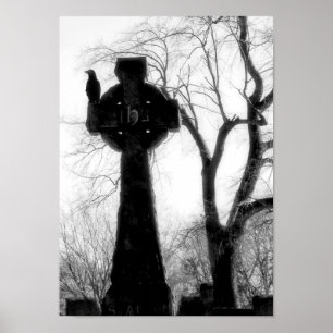 白黒クロウオンケルト十字 ポスター