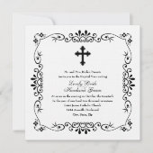 白黒クロスカトリック結婚式招待状 招待状 (正面)