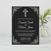 白黒クロスクリスチャン結婚式招待状 招待状 (スタンド正面)