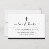 白黒クロススクリプト葬儀 サンキューカード (正面)