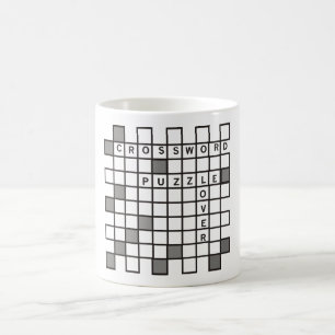 白黒クロスワードパズル恋人 コーヒーマグカップ