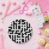 白黒クロスワード紙プレート ペーパープレート (パーティー)