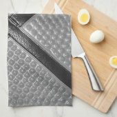 白黒クローズアップバスケットボール キッチンタオル (四つ折り)