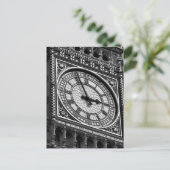 白黒クローズアップビッグベンクロックタワー ポストカード (スタンド正面)
