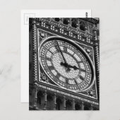 白黒クローズアップビッグベンクロックタワー ポストカード (正面/裏面)