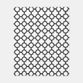 白黒クローバーの格子パターン フリースブランケット (正面)