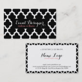 白黒クローバーイカット幾何学的パターン 名刺 (正面/裏面)