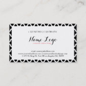 白黒クローバーイカット幾何学的パターン 名刺 (裏面)