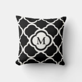 白黒クローバーパターンカスタムモノグラム クッション (正面)