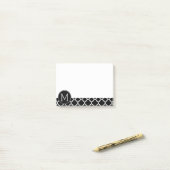 白黒クローバーパターンカスタムモノグラム ポストイット (デスク上)