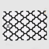 白黒クローバー模様モノグラム ゴルフタオル (横)