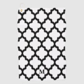 白黒クローバー模様モノグラム ゴルフタオル (正面)