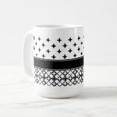 白黒クローバー モノグラムの コーヒーマグカップ (正面左)