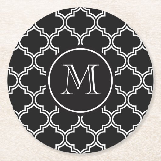 白黒クローバー ラウンドペーパーコースター (正面)