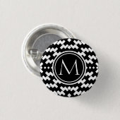 白黒クールなシェブロン 缶バッジ (正面&裏面)