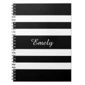 白黒クールのパターン名ストライプ個人 ノートブック (正面)