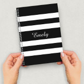 白黒クールのパターン名ストライプ個人 ノートブック